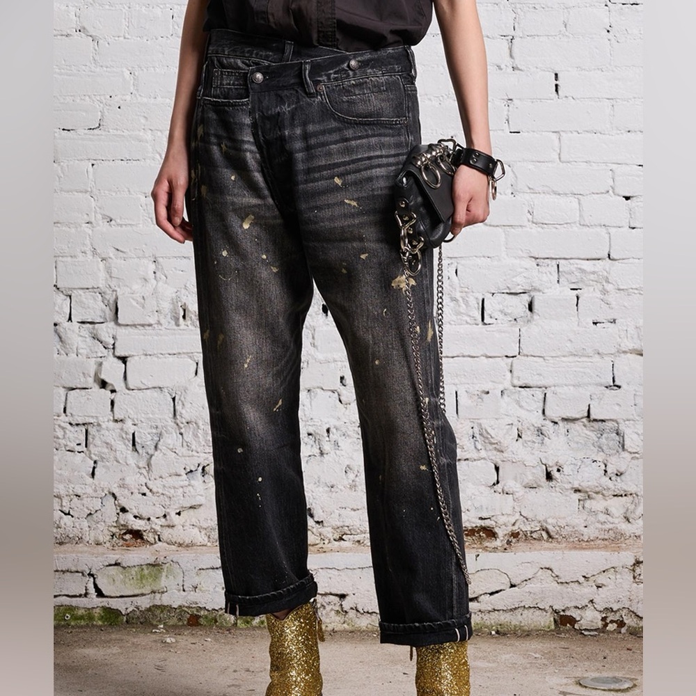 R13 Gold Splatter Crossover Jean, Eton Selvedge black, 26 - Picture 2 of 16